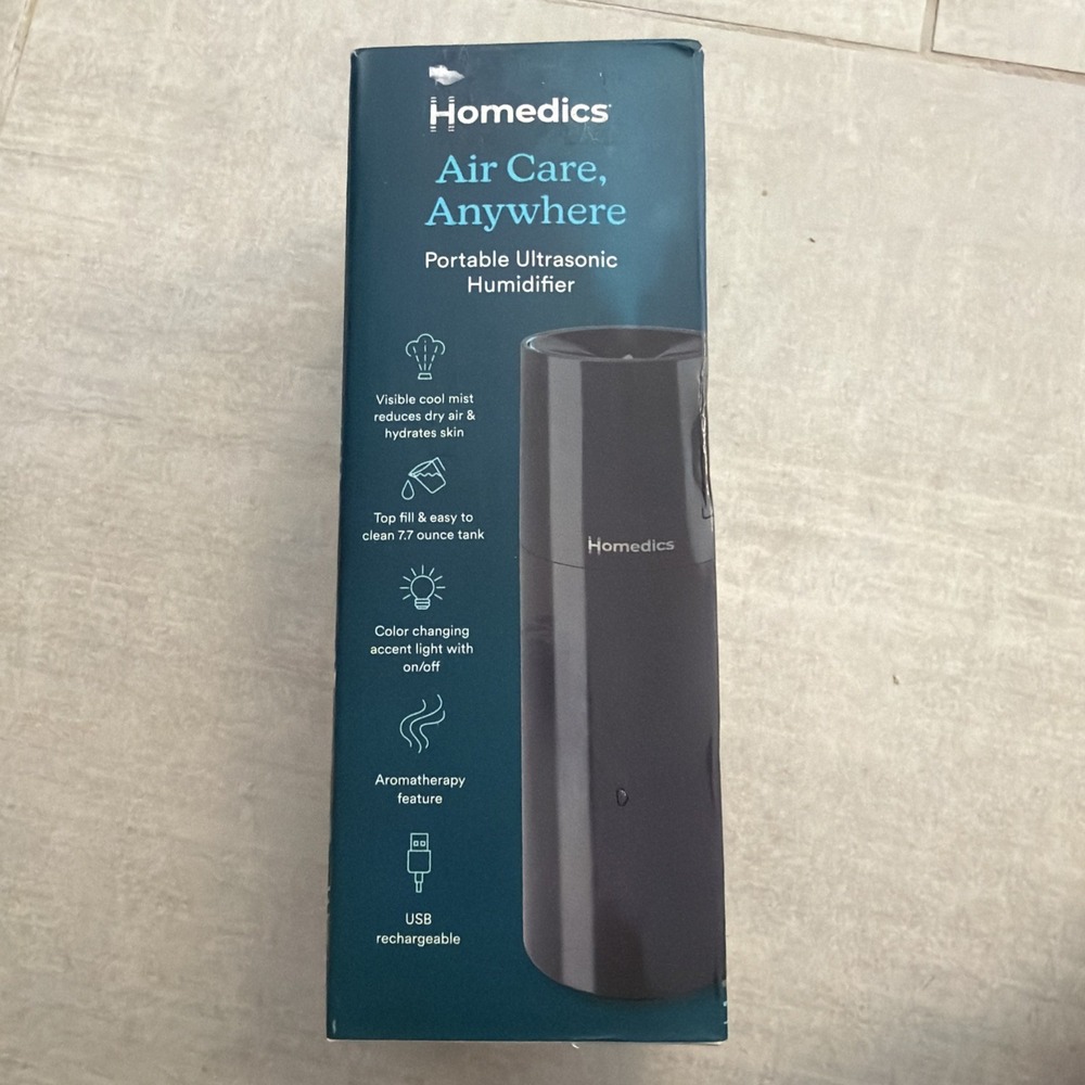 HoMedics Ultrasonic Portable Humidifier Red UHE-CMP17-BkUSB Rechargeable